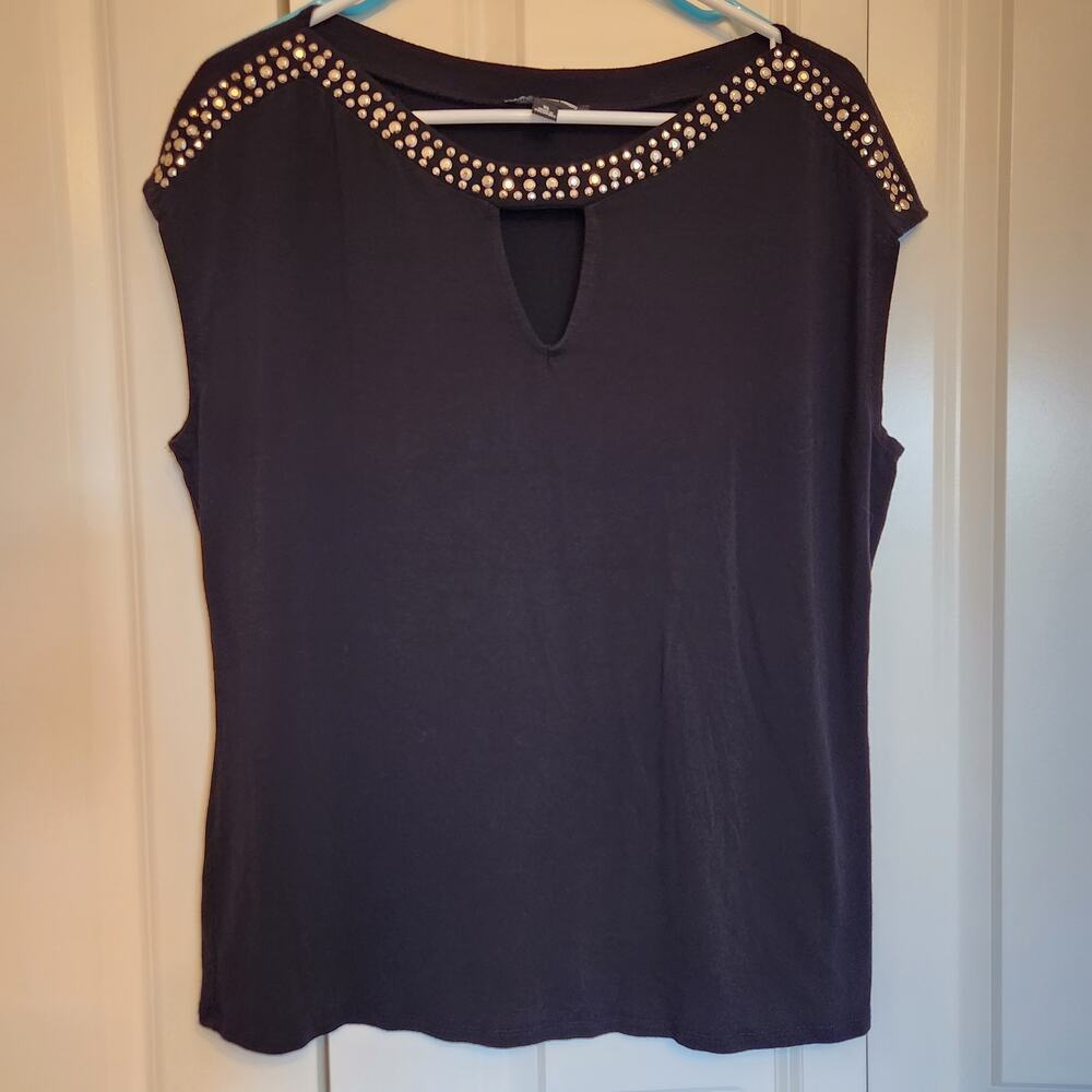 I.N.C. Gold Studded Black Blouse